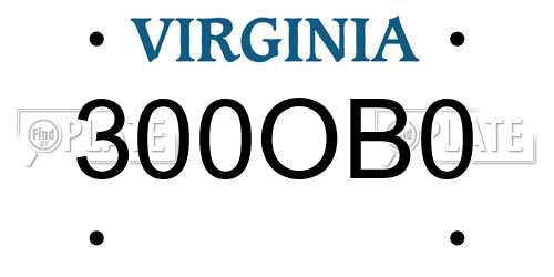 300OB0 Virginia License Plate