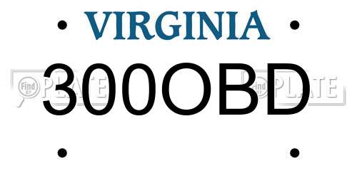 300OBD Virginia License Plate