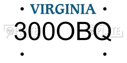 300OBQ Virginia License Plate