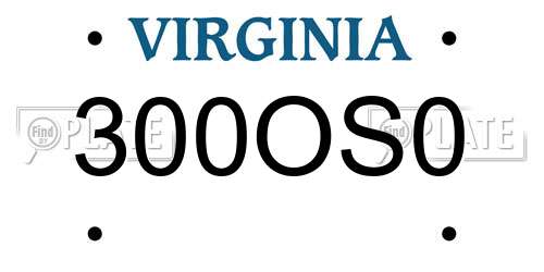 300OS0 Virginia License Plate
