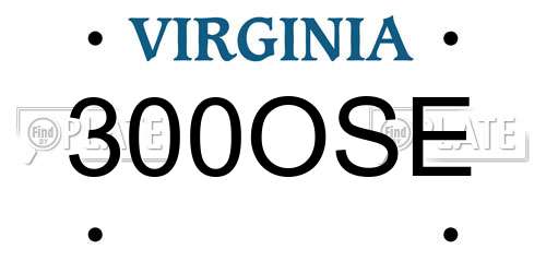 300OSE Virginia License Plate