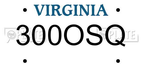 300OSQ Virginia License Plate
