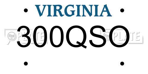 300QSO Virginia License Plate
