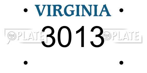 3013 Virginia License Plate