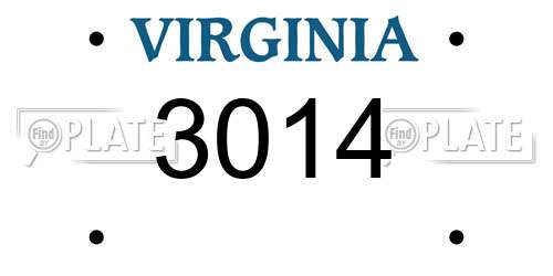 3014 Virginia License Plate