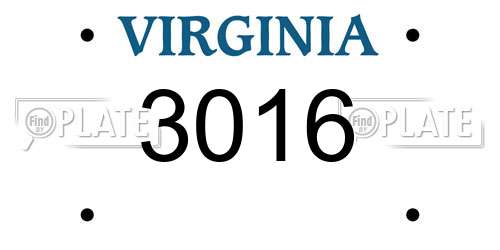 3016 Virginia License Plate