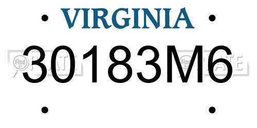 30183M6 Virginia License Plate