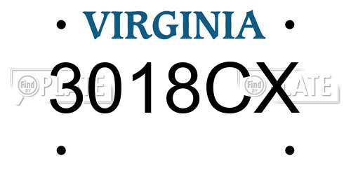 3018CX Virginia License Plate