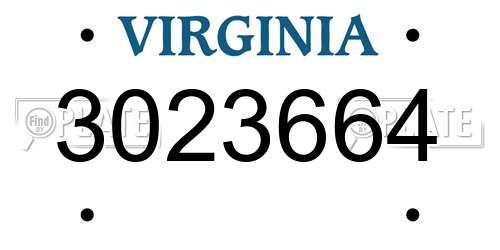3023664 Virginia License Plate