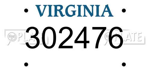 302476 Virginia License Plate