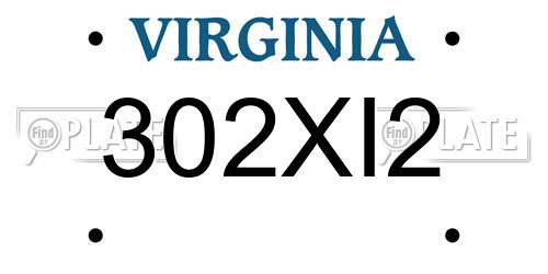 302XI2 Virginia License Plate