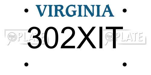 302XIT Virginia License Plate