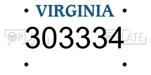 303334 Virginia License Plate