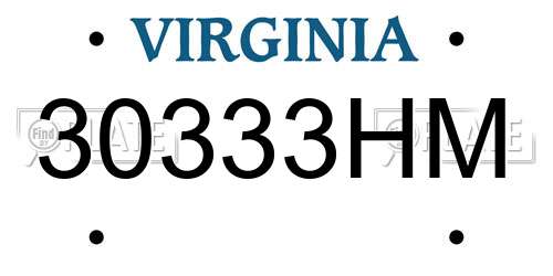 30333HM Virginia License Plate