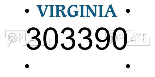303390 Virginia License Plate