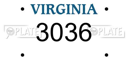 3036 Virginia License Plate