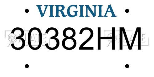 30382HM Virginia License Plate