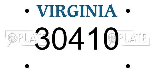 30410 Virginia License Plate