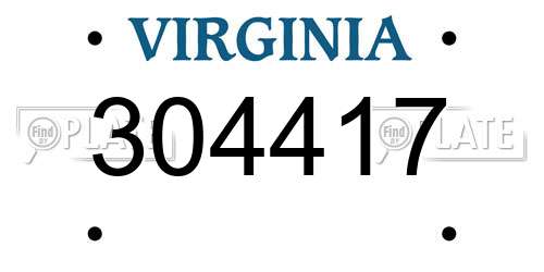304417 Virginia License Plate