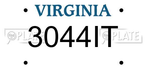 3044IT Virginia License Plate
