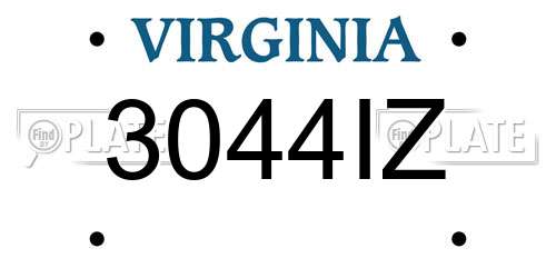 3044IZ Virginia License Plate