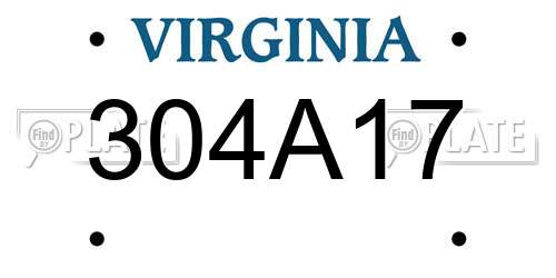 304A17 Virginia License Plate