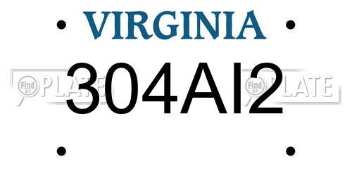 304AI2 Virginia License Plate