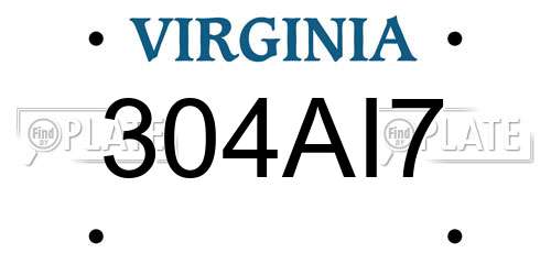 304AI7 Virginia License Plate
