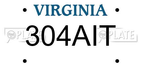 304AIT Virginia License Plate