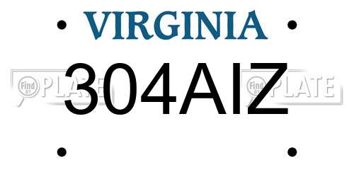 304AIZ Virginia License Plate