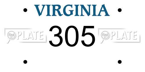 305 Virginia License Plate