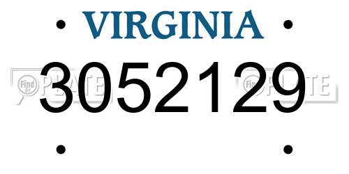 3052129 Virginia License Plate