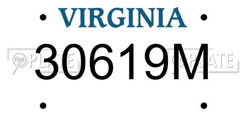 30619M Virginia License Plate