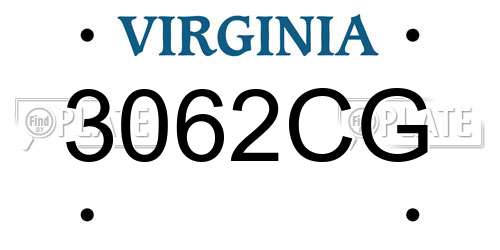 3062CG Virginia License Plate