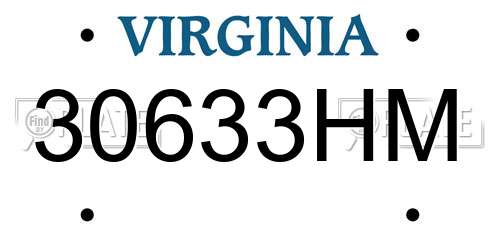30633HM Virginia License Plate
