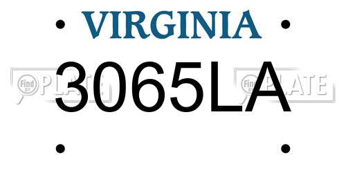 3065LA Virginia License Plate
