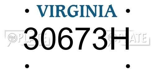 30673H Virginia License Plate