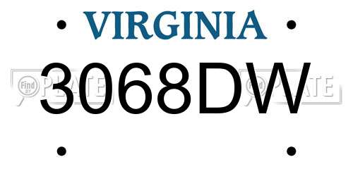 3068DW Virginia License Plate