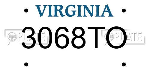 3068TO Virginia License Plate