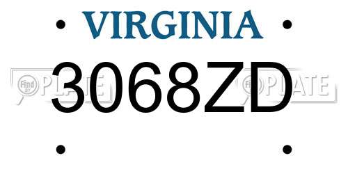 3068ZD Virginia License Plate