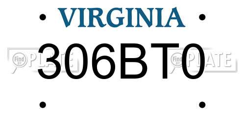 306BT0 Virginia License Plate