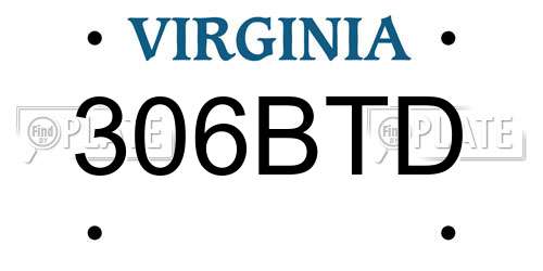 306BTD Virginia License Plate