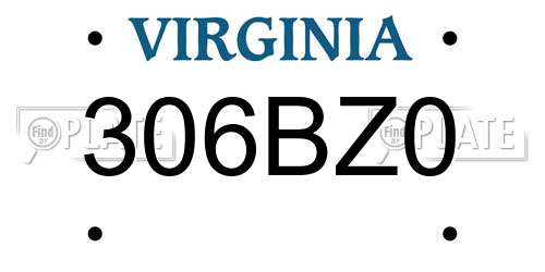 306BZ0 Virginia License Plate