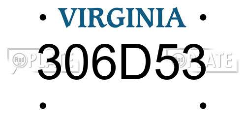 306D53 Virginia License Plate