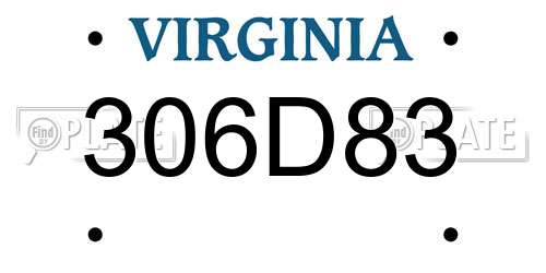 306D83 Virginia License Plate