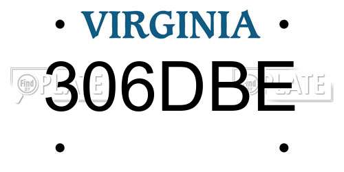 306DBE Virginia License Plate