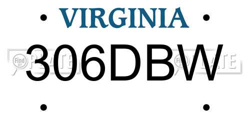 306DBW Virginia License Plate