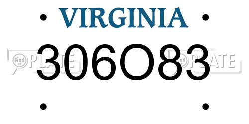 306O83 Virginia License Plate