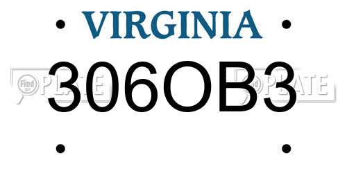 306OB3 Virginia License Plate