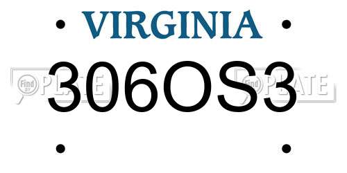 306OS3 Virginia License Plate
